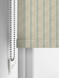 Emily Bond fern green George stripe roller blind, imported from the UK