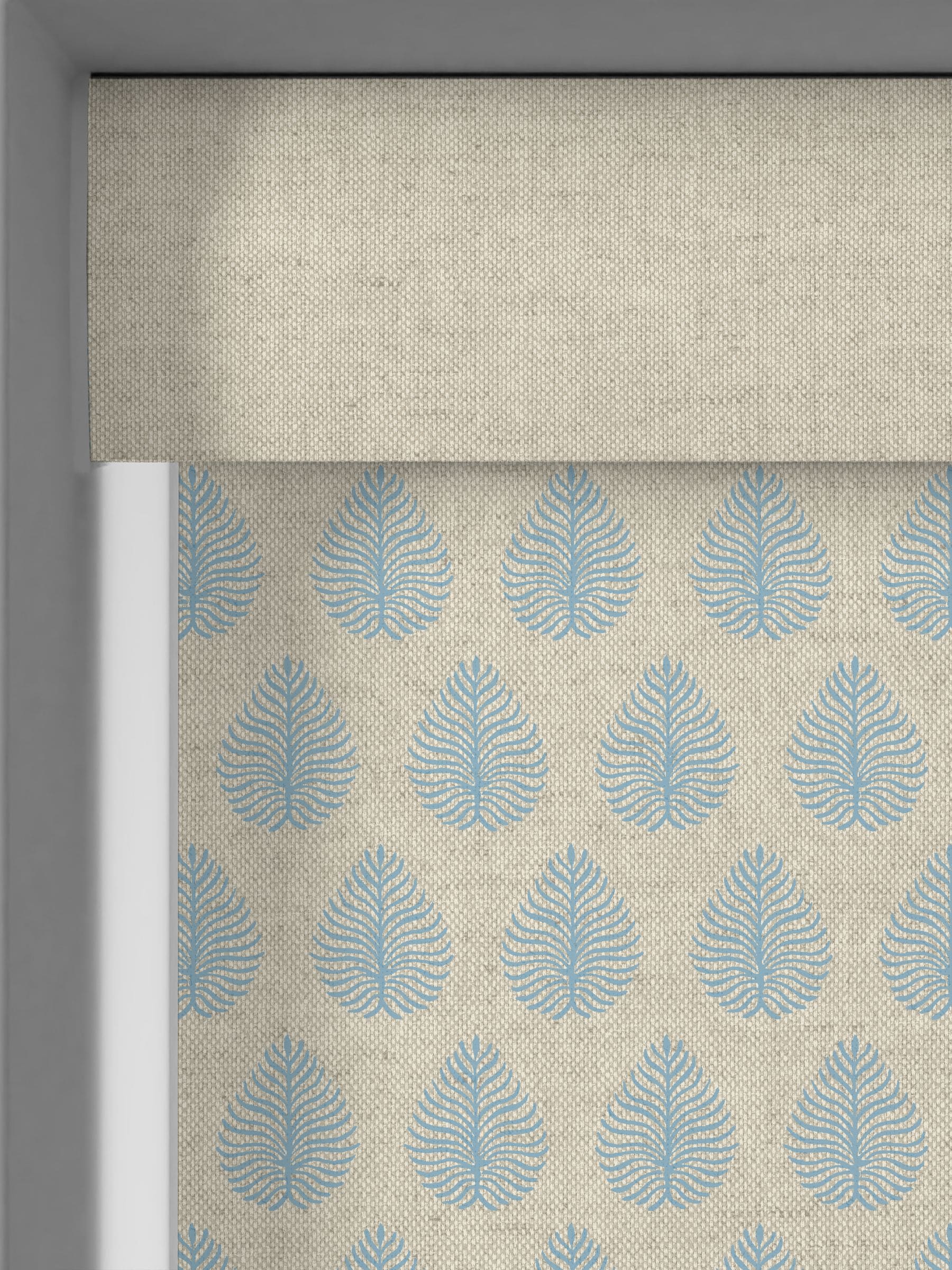 Emily Bond roller blind Sky Blue Jaipur, imported from the UK