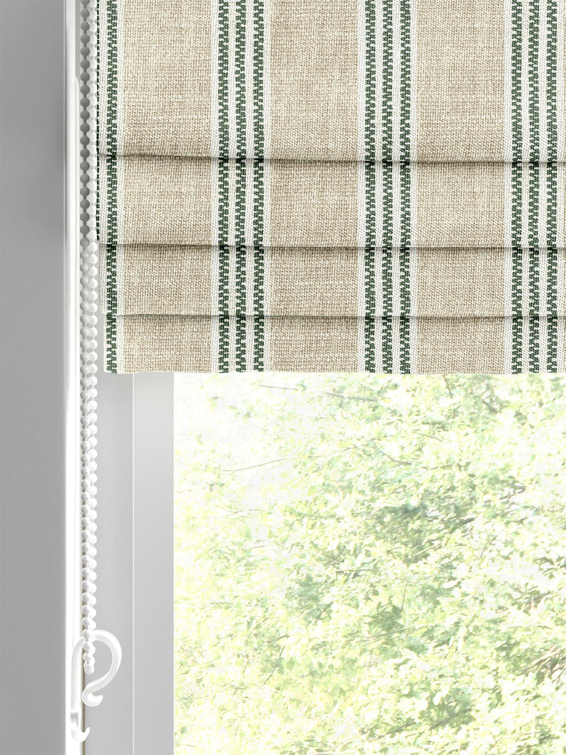 Emily Bond fern green George roman blind, imported from the UK