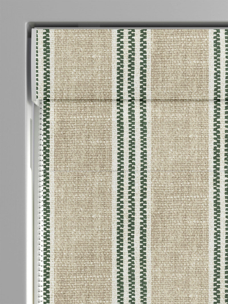 Emily Bond fern green George roman blind, imported from the UK