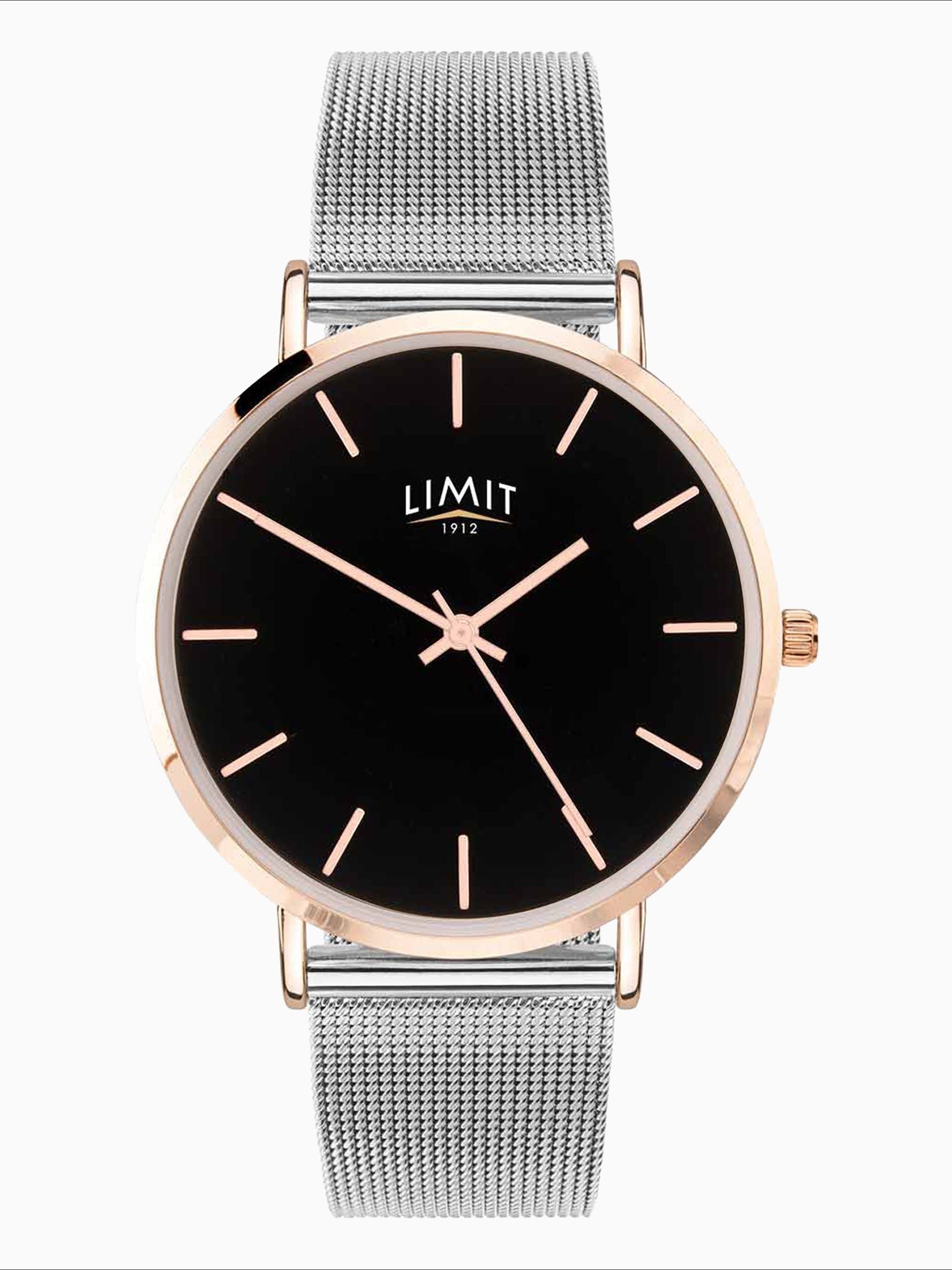 Limit silver tone analogue watch 38mm with mesh strap, imported from the UK