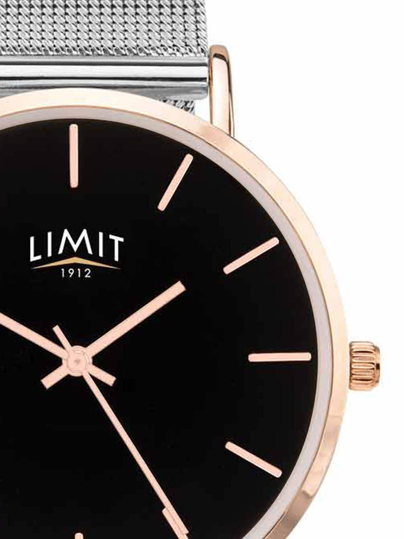 Limit silver tone analogue watch 38mm with mesh strap, imported from the UK