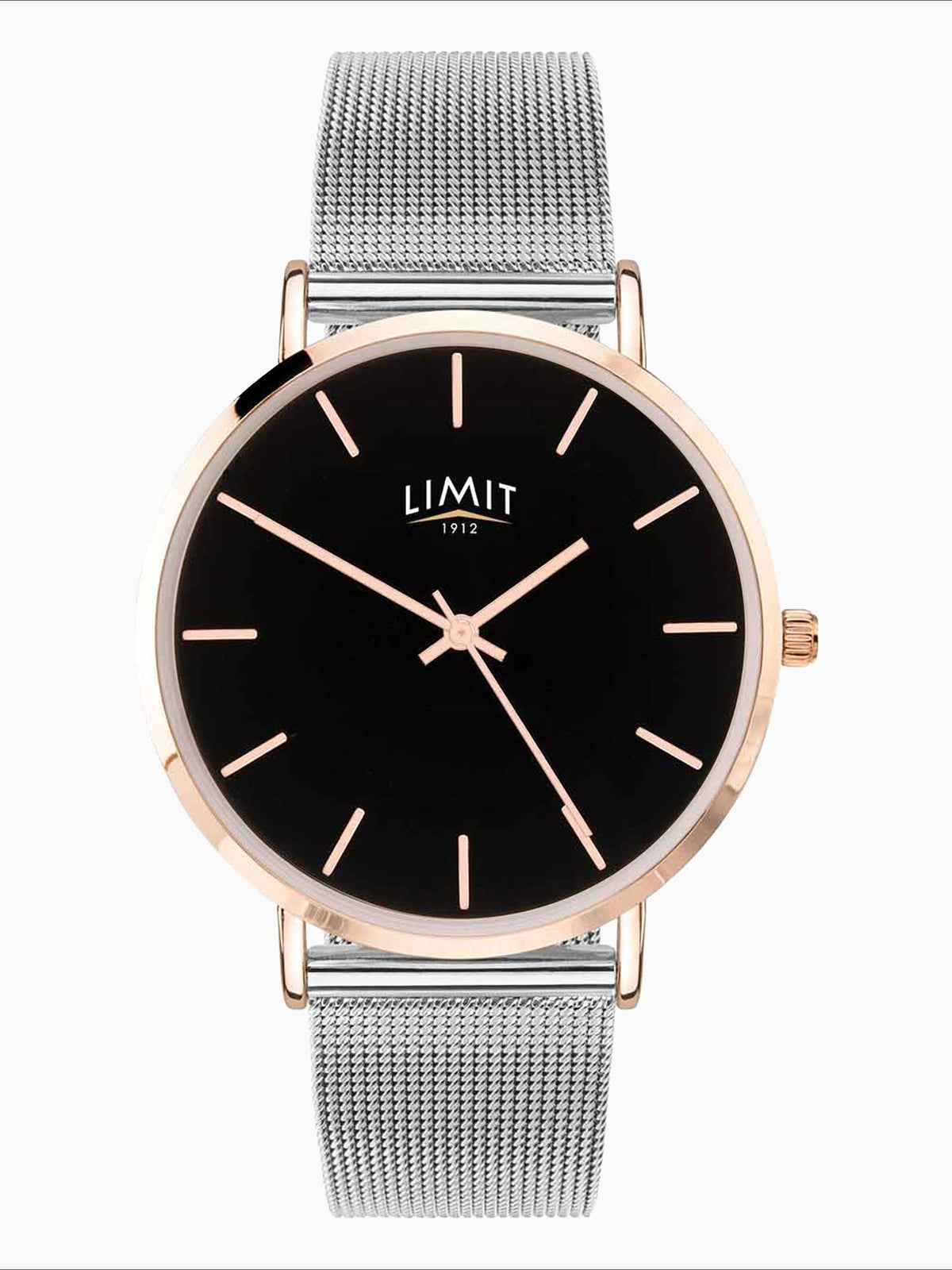 Limit silver tone analogue watch 38mm with mesh strap, imported from the UK