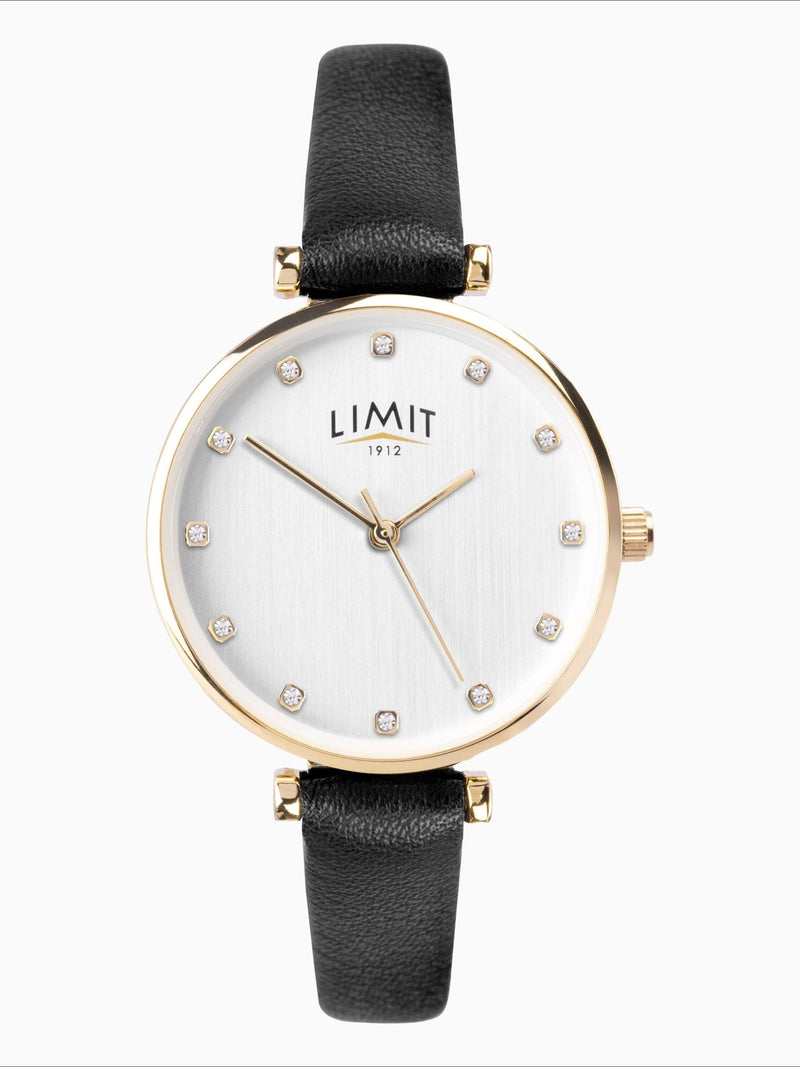 Limit ladies gold watch with black strap 30mm, UK version