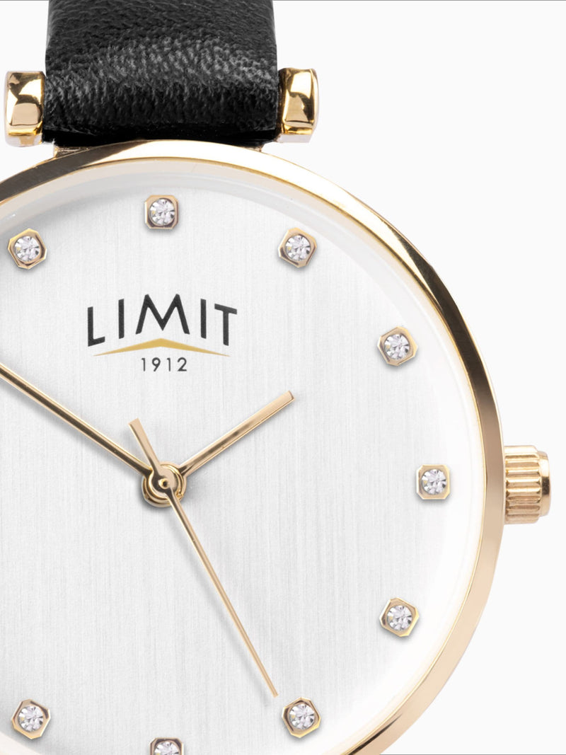Limit ladies gold watch with black strap 30mm, UK version