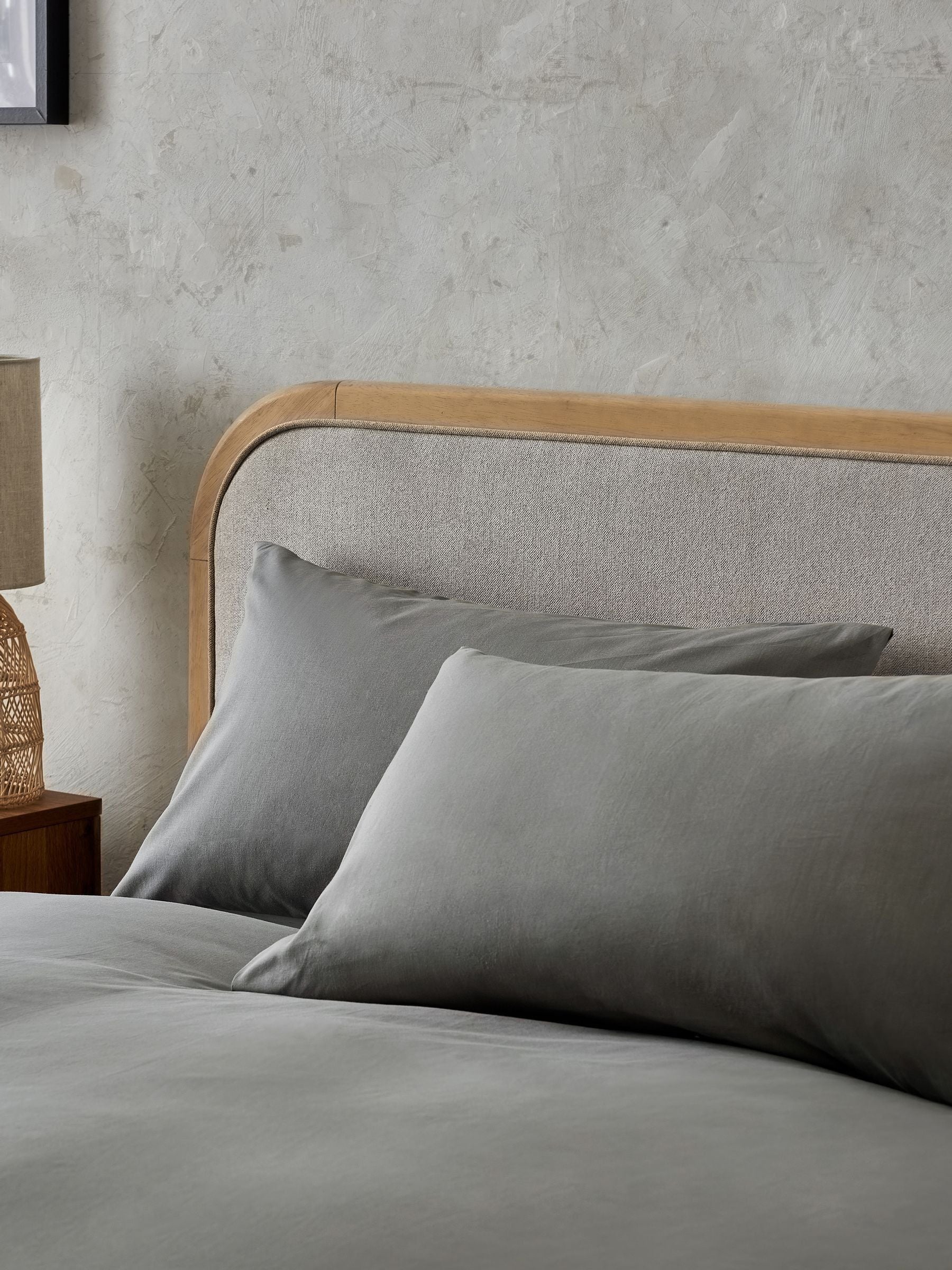 Set of 2 Grey 100% Cotton Pillowcases