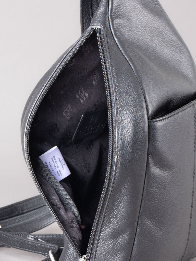 Lakeland Leather Langdale black leather backpack (British brand)