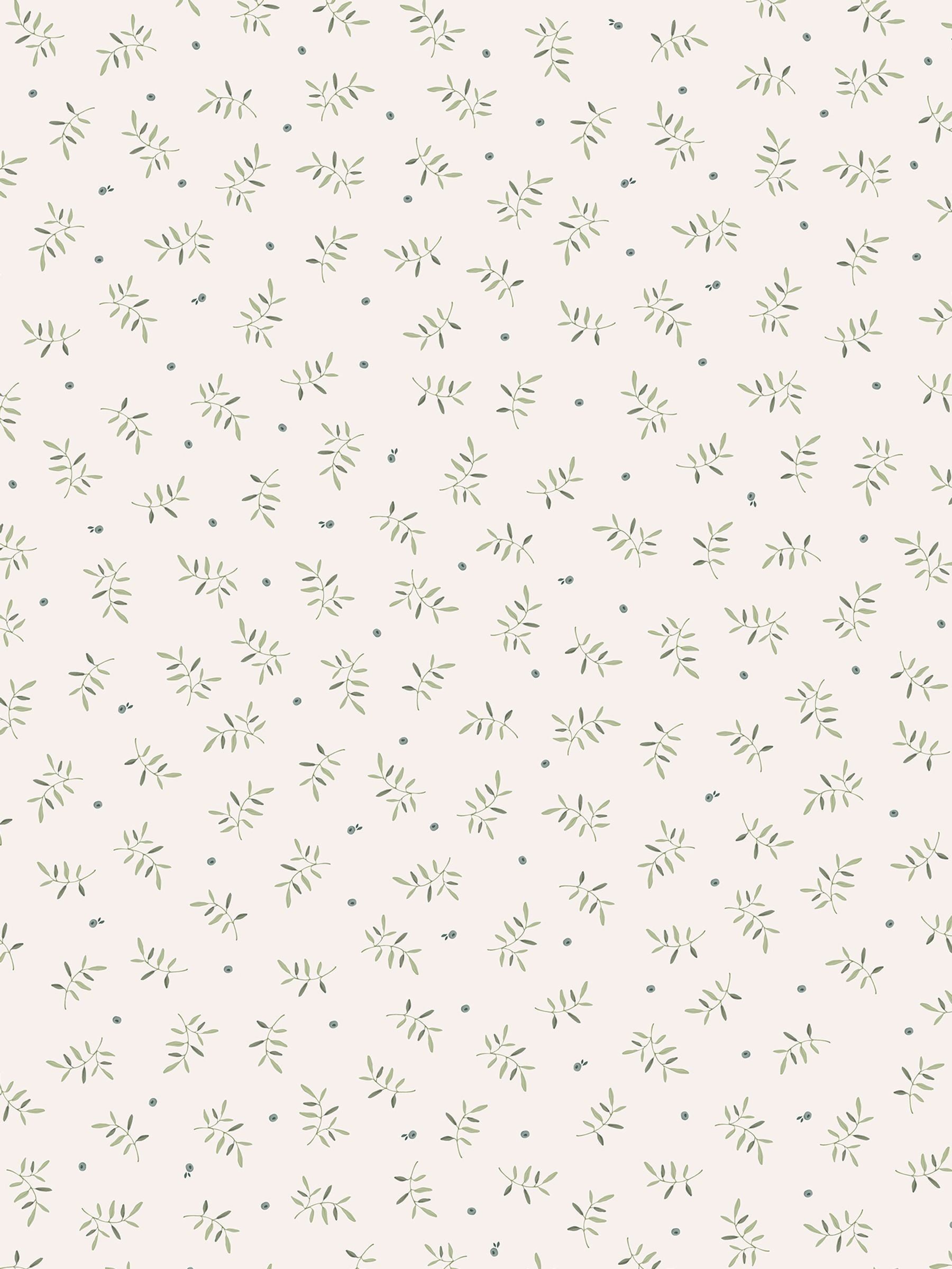 Little Dutch wallpaper sample white green blueberry leaves A4 - British product