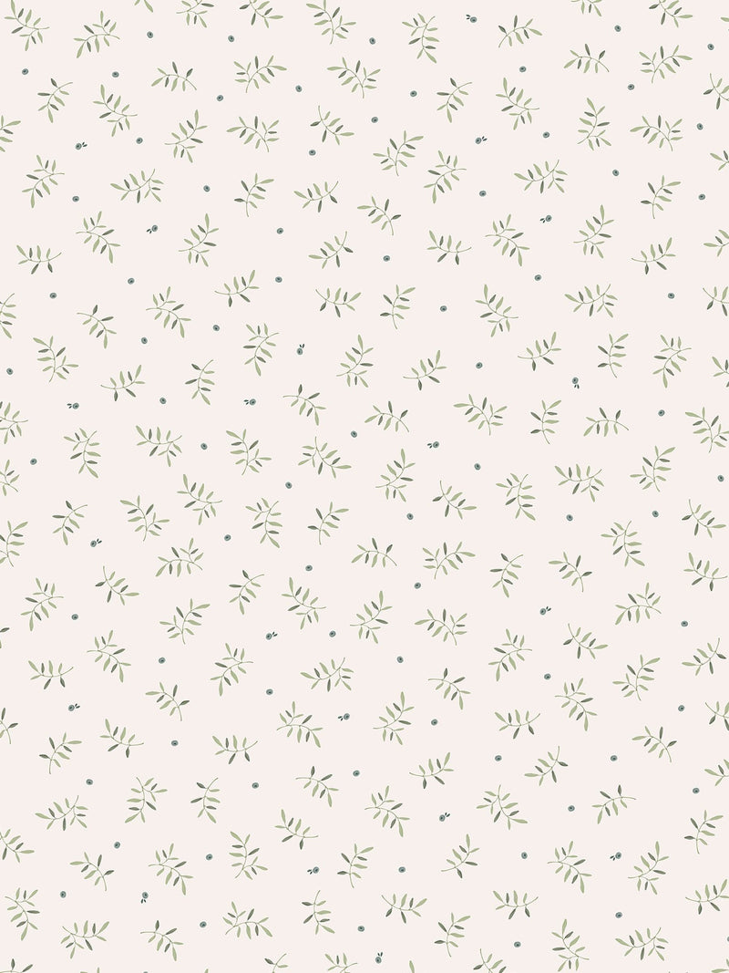 Little Dutch wallpaper sample white green blueberry leaves A4 - British product