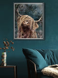 Art Marketing Blue Dougie wall art canvas print with grey frame, UK version