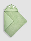 JoJo Maman Bébé green dino character hooded towel 75x75cm (British brand)