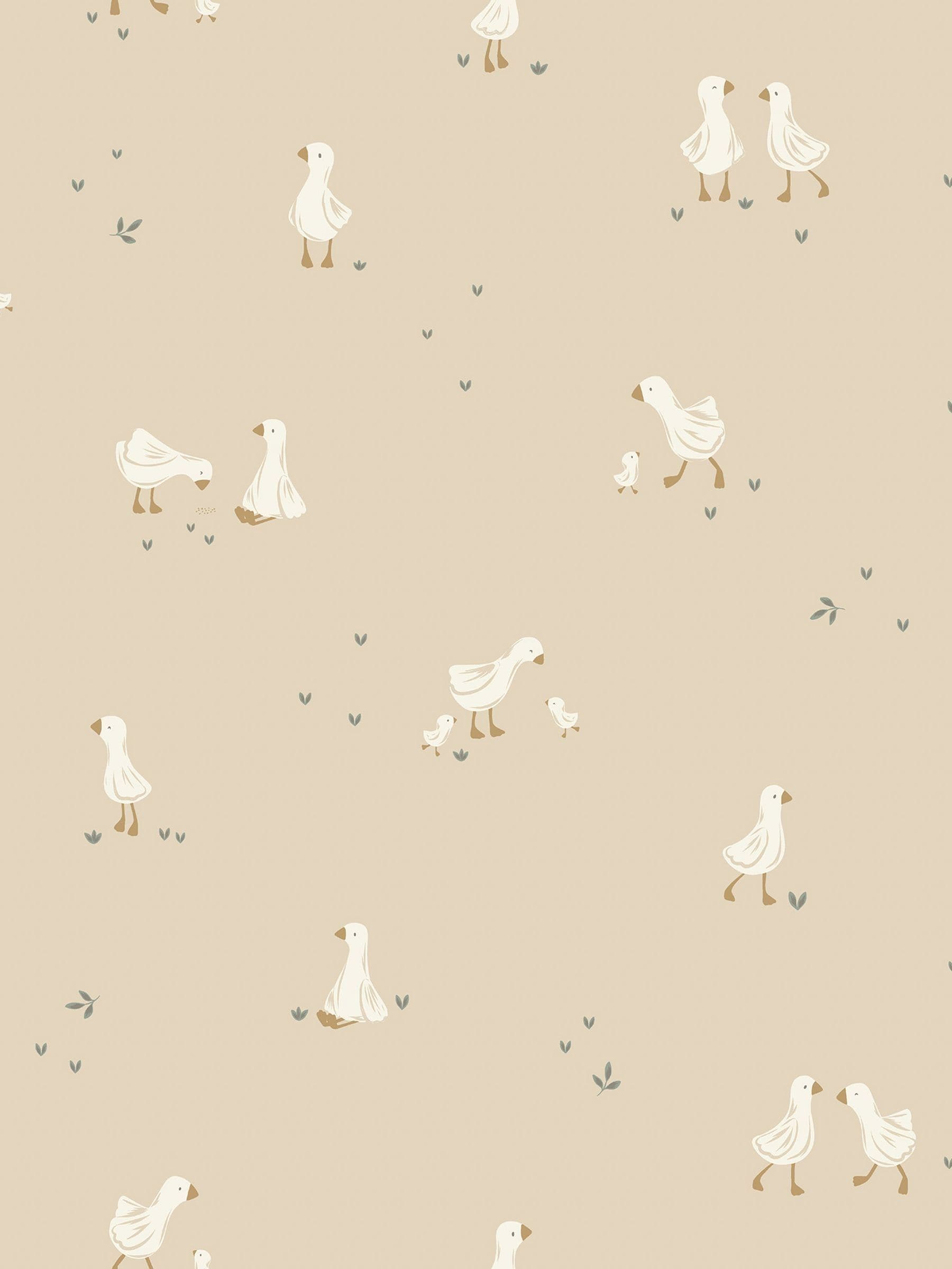 Little Dutch beige white goose A4 wallpaper sample (British brand)