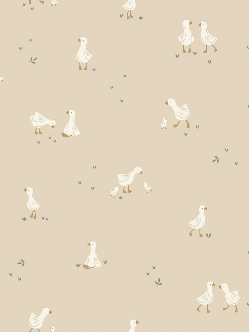 Little Dutch beige white goose A4 wallpaper sample (British brand)