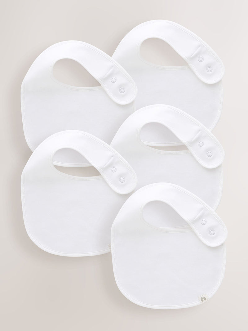 White cotton baby bibs 5 pack - British product