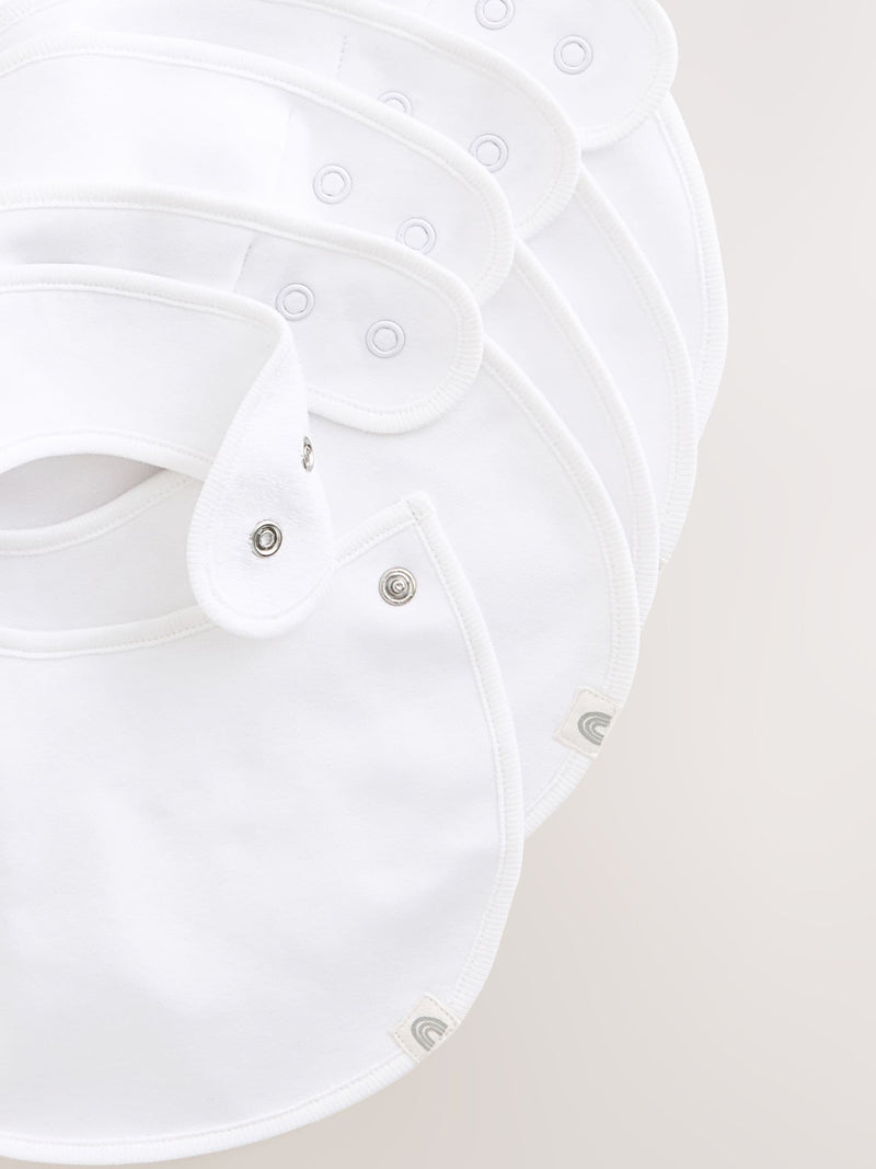 White cotton baby bibs 5 pack - British product