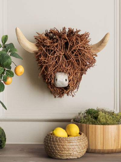 Next Voyage Maison Highland Cow Willow Wooden Sculpture Home Decor 30x47x20cm- Buy online at McGrocer