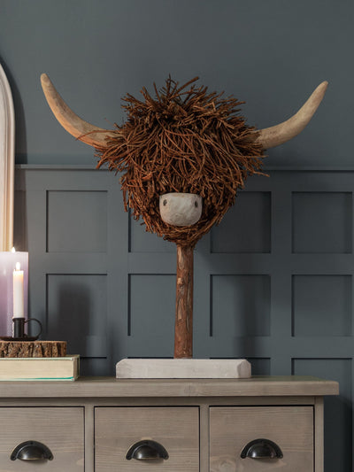 Next Voyage Maison Highland Cow Willow Wooden Sculpture- Buy online at McGrocer