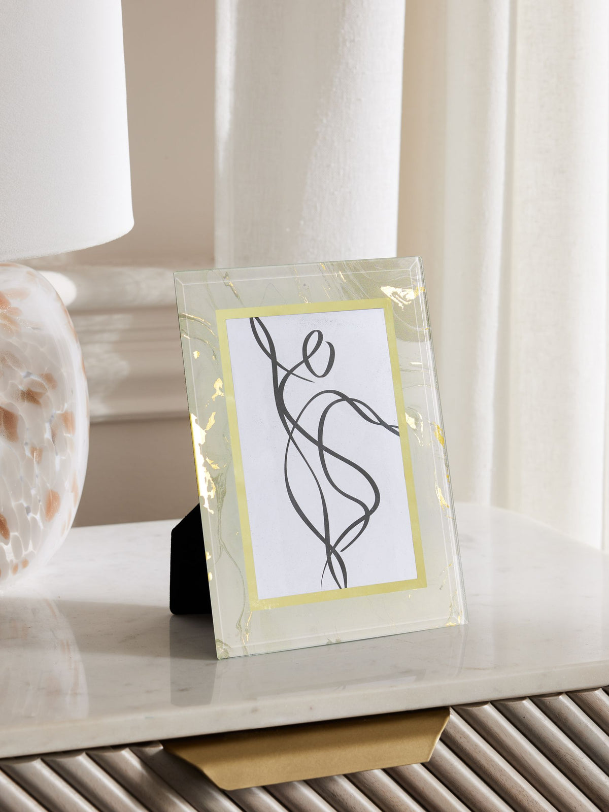 Blue Navy Marble Glass Photo Frame