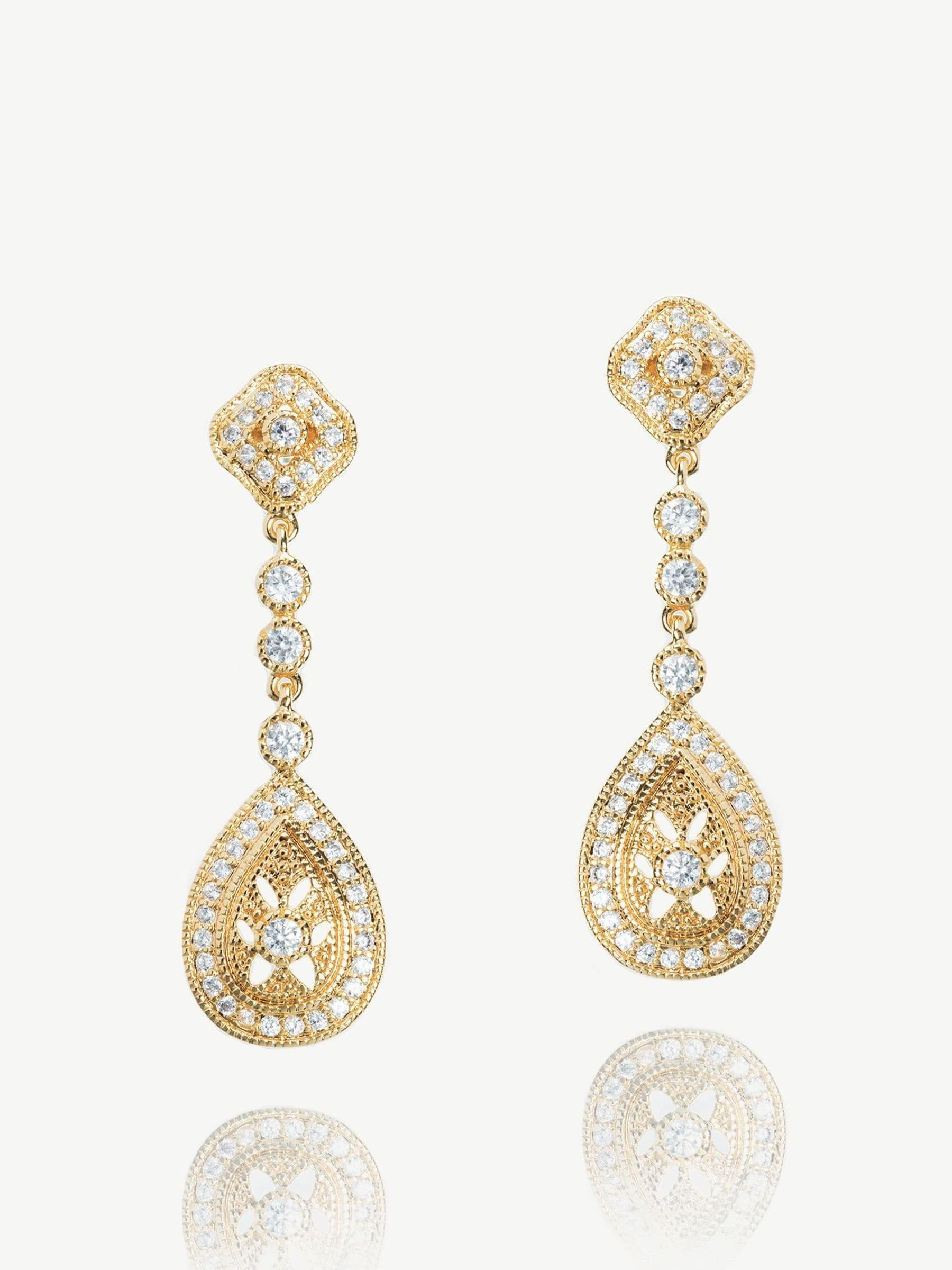 Ivory & Co Gold Moonstruck Crystal Pave Vintage Earrings, UK version