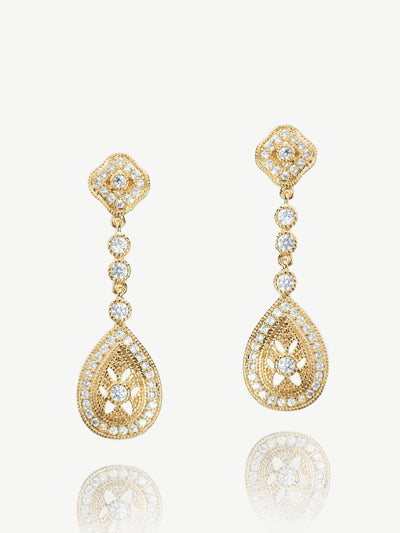 أقراط Ivory & Co Gold Moonstruck Crystal Pave Vintage