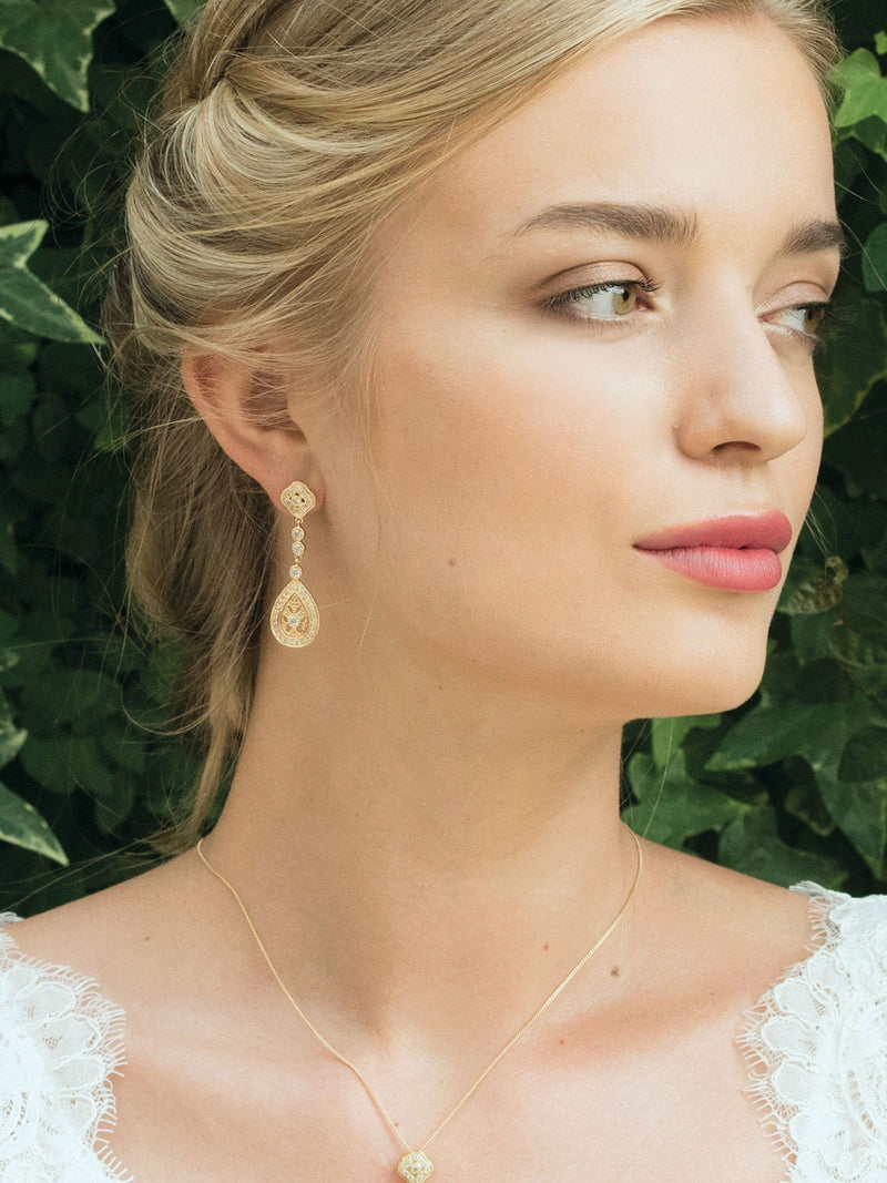 Ivory & Co Gold Moonstruck Crystal Pave Vintage Earrings, UK version