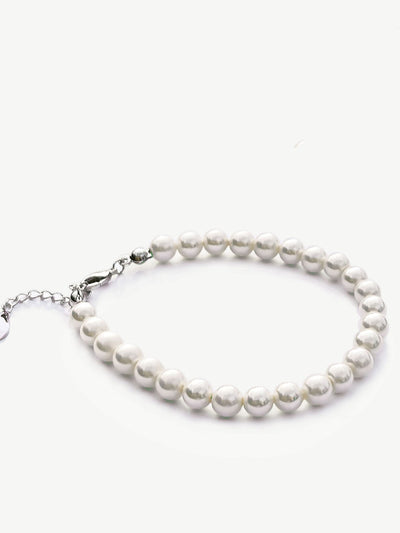 Ivory & Co Silver Manila and Pearl Classic Bracelet 17.5cm