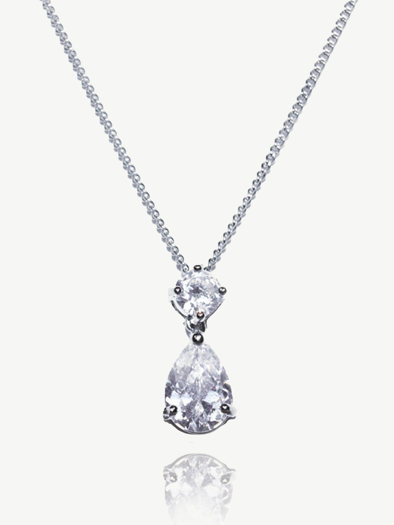 Ivory & Co silver imperial crystal teardrop pendant 1.8cm, UK version