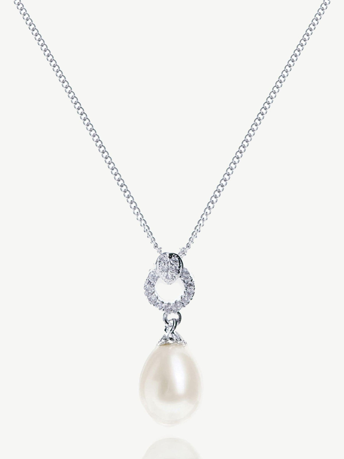 Ivory & Co Silver Stockholm Pearl Circle Drop Pendant Necklace with 2cm pendant and 18cm chain, UK version