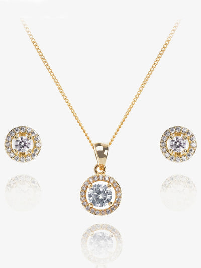 Next Ivory & Co Rose Gold Balmoral Crystal Dainty Pendant and Earrings Set- Buy online at McGrocer
