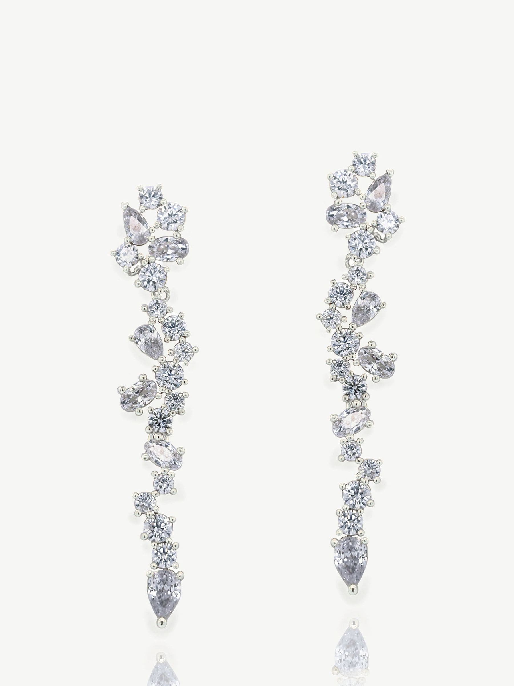 Ivory & Co Silver Islington Crystal Cluster Drop Earring