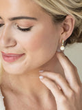 Ivory & Co crystal and pearl drop earrings in multiple platings, 2.3cm, UK version
