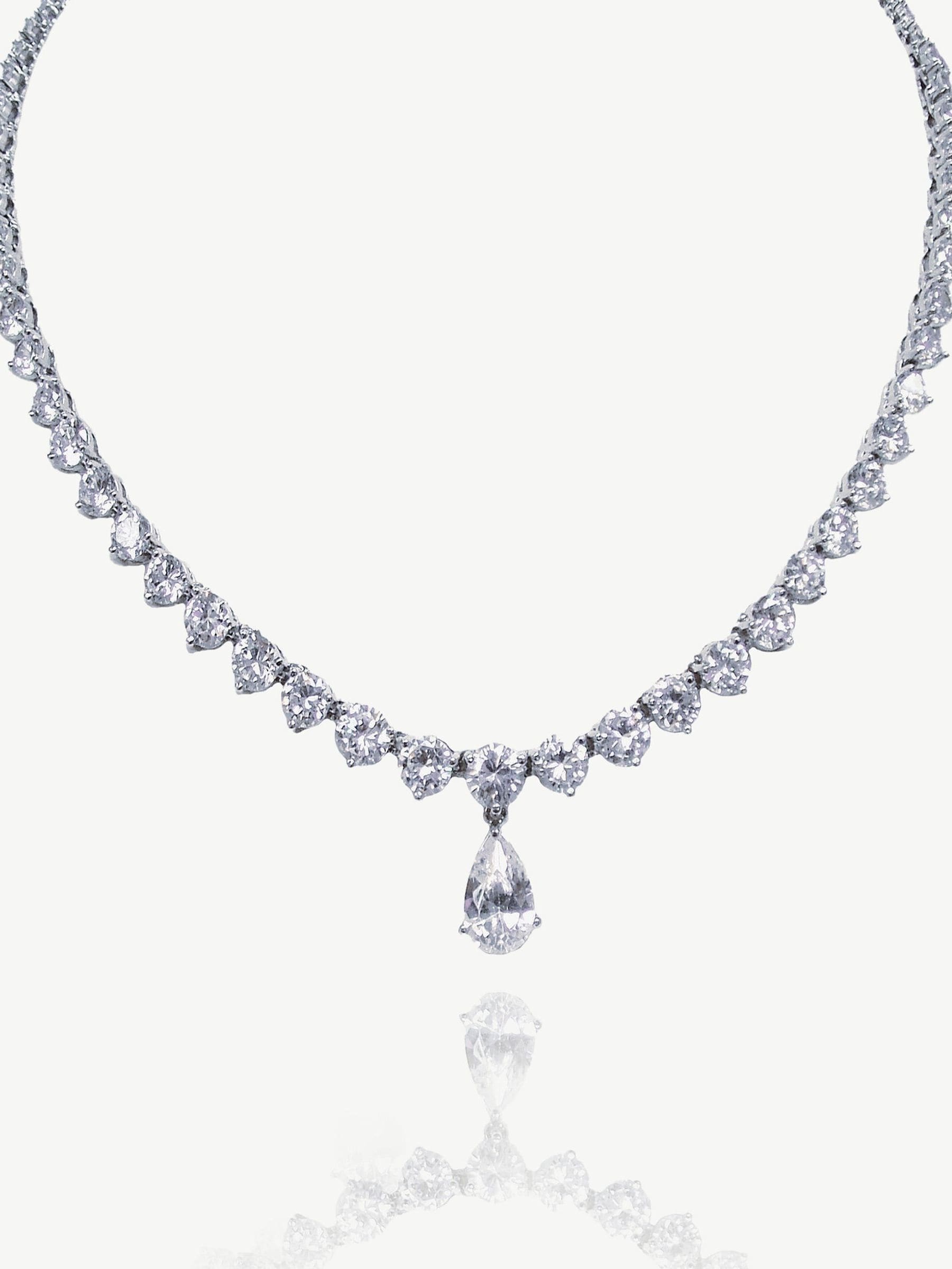 Ivory & Co Silver Imperial crystal teardrop necklace 18 inches, UK version
