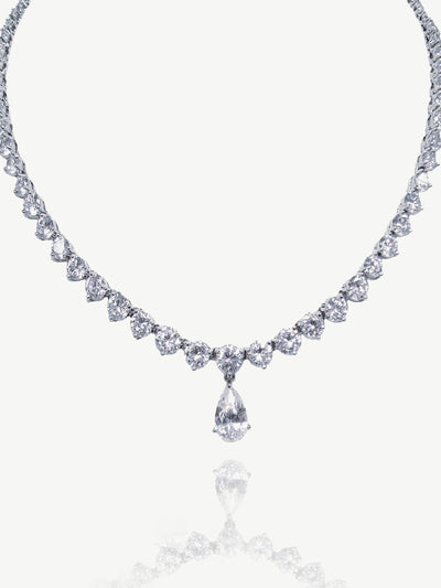Next Ivory & Co Silver Imperial Crystal Teardrop Bridal Necklace 18 inches- Buy online at McGrocer