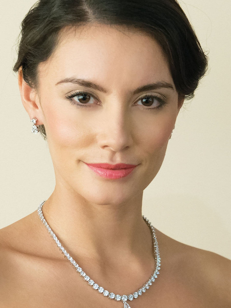 Ivory & Co Silver Imperial crystal teardrop necklace 18 inches, UK version