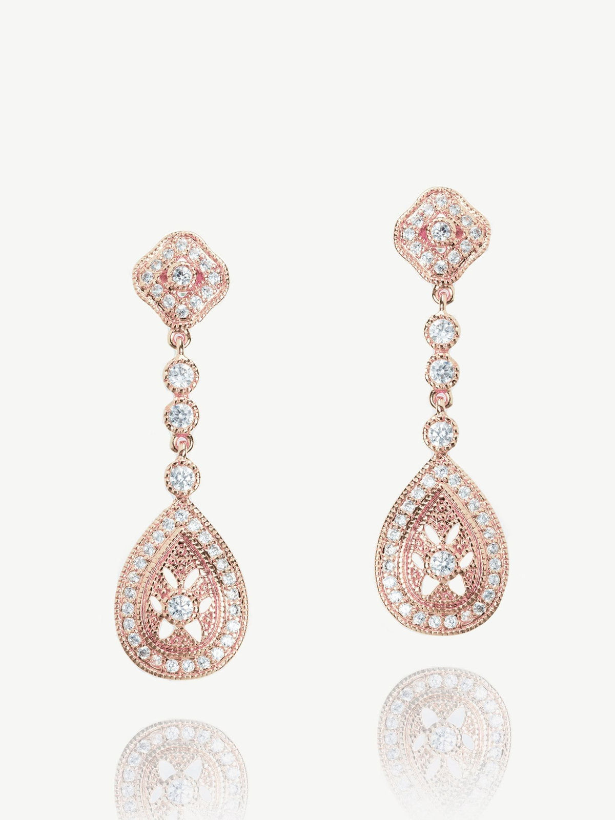 Ivory & Co rose gold vintage earrings 4.5cm, UK version