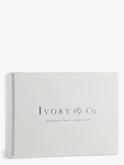 Pince à cheveux florale émaillée Ivory & Co Gold Gardenia en cristal et perle 10,5 cm