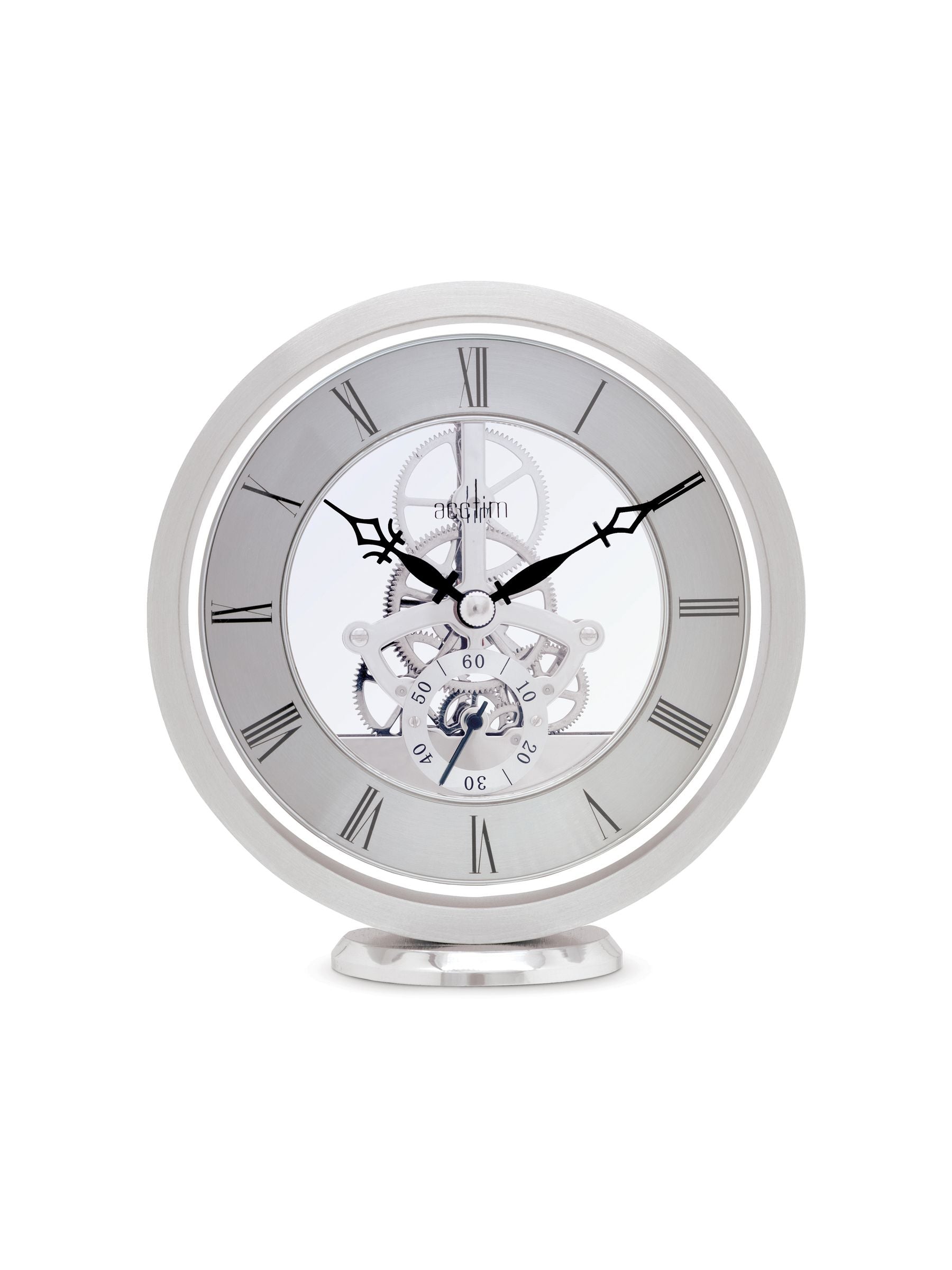 Acctim Silver Skeleton Mantel Clock 14cm - British product