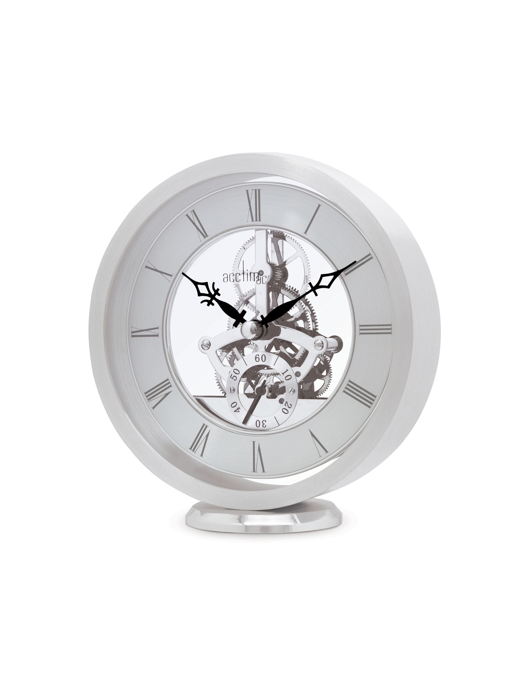 Acctim Silver Skeleton Mantel Clock 14cm - British product