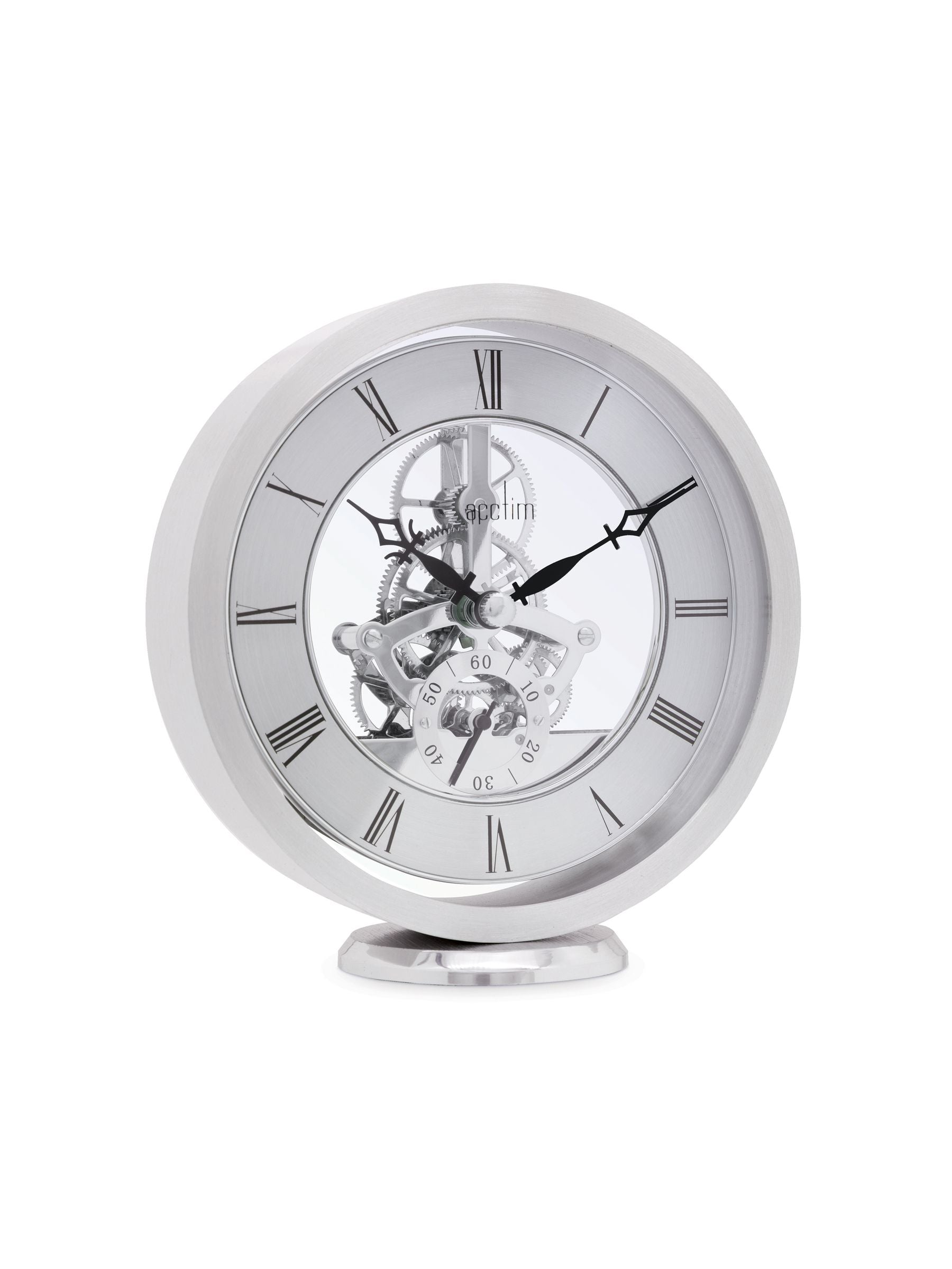 Acctim Silver Skeleton Mantel Clock 14cm - British product
