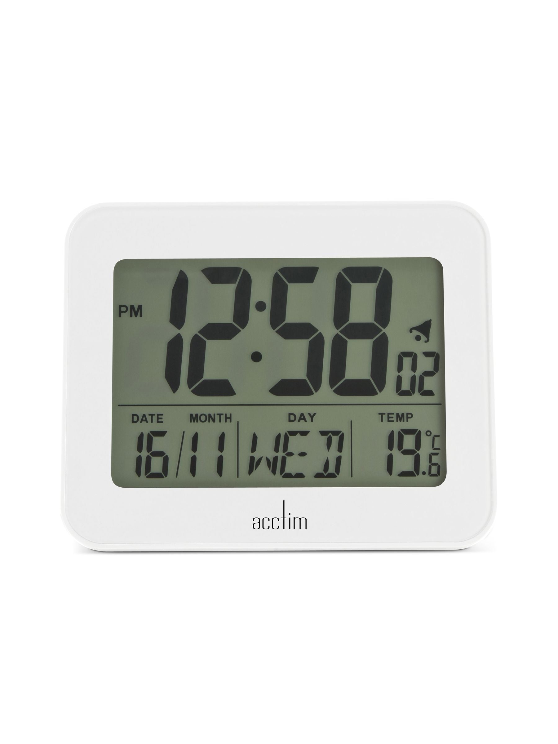 Acctim White Otto LCD Vekkerklokke - Britisk produkt
