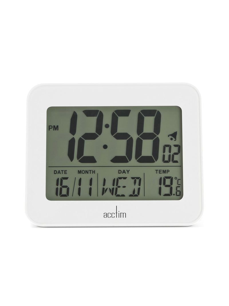 Acctim White Otto LCD Vekkerklokke - Britisk produkt