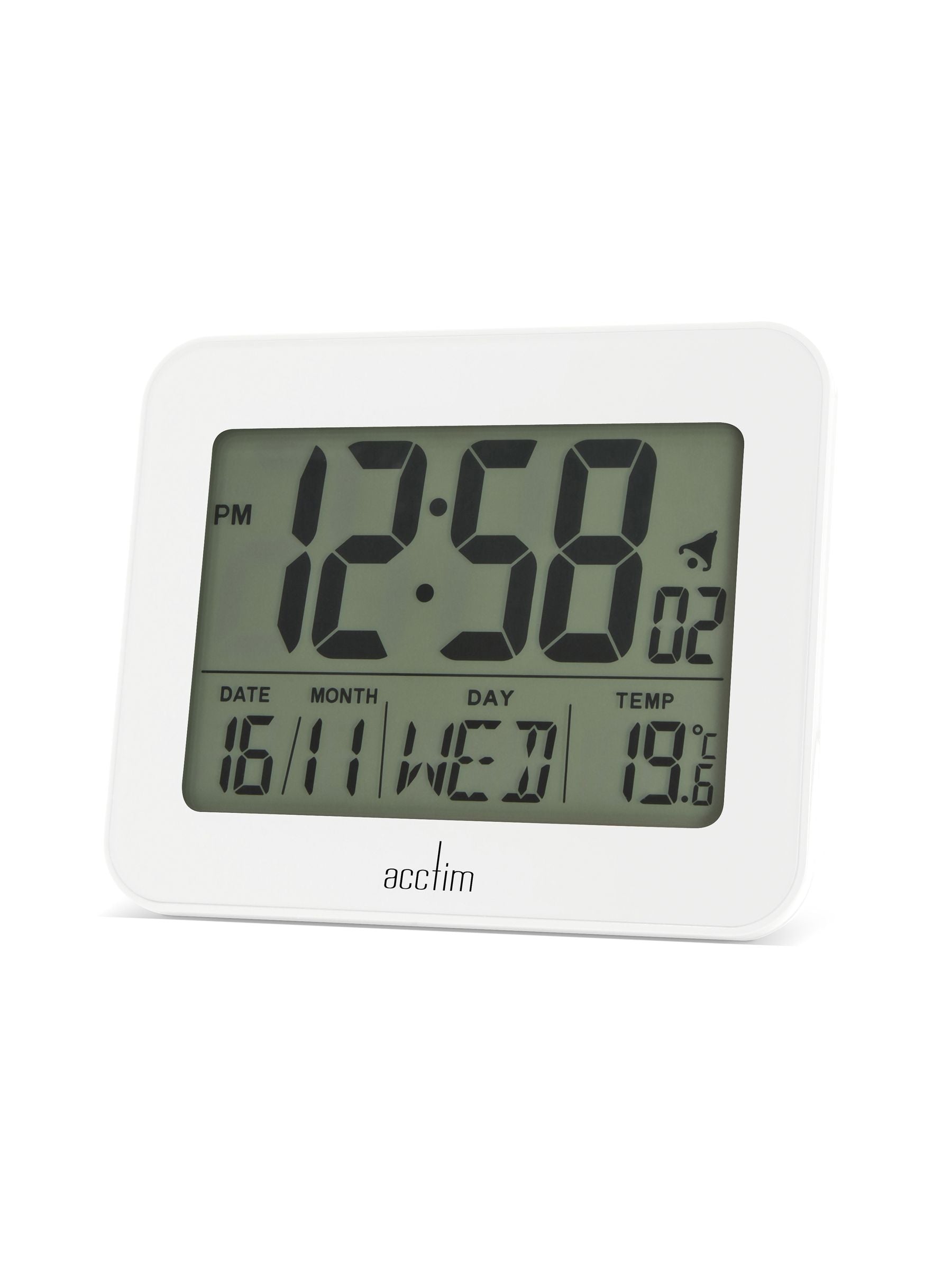 Acctim White Otto LCD Vekkerklokke - Britisk produkt
