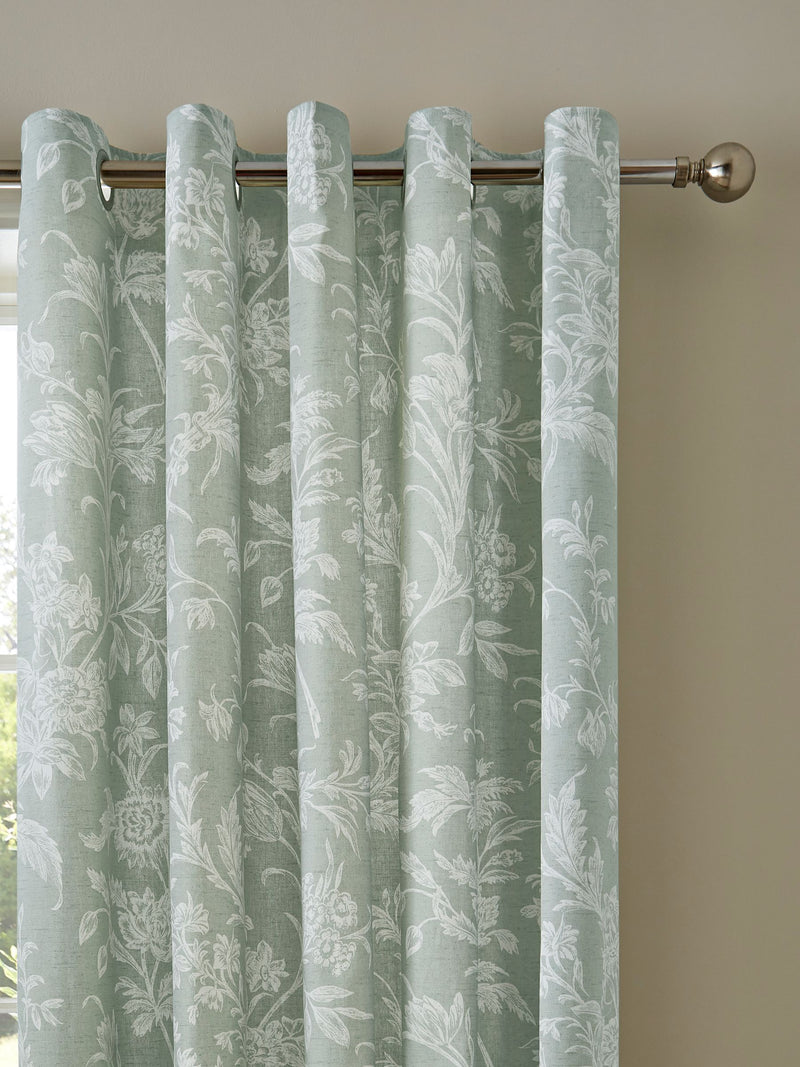 Laura Ashley green sage blackout eyelet curtains 224x274cm, UK version