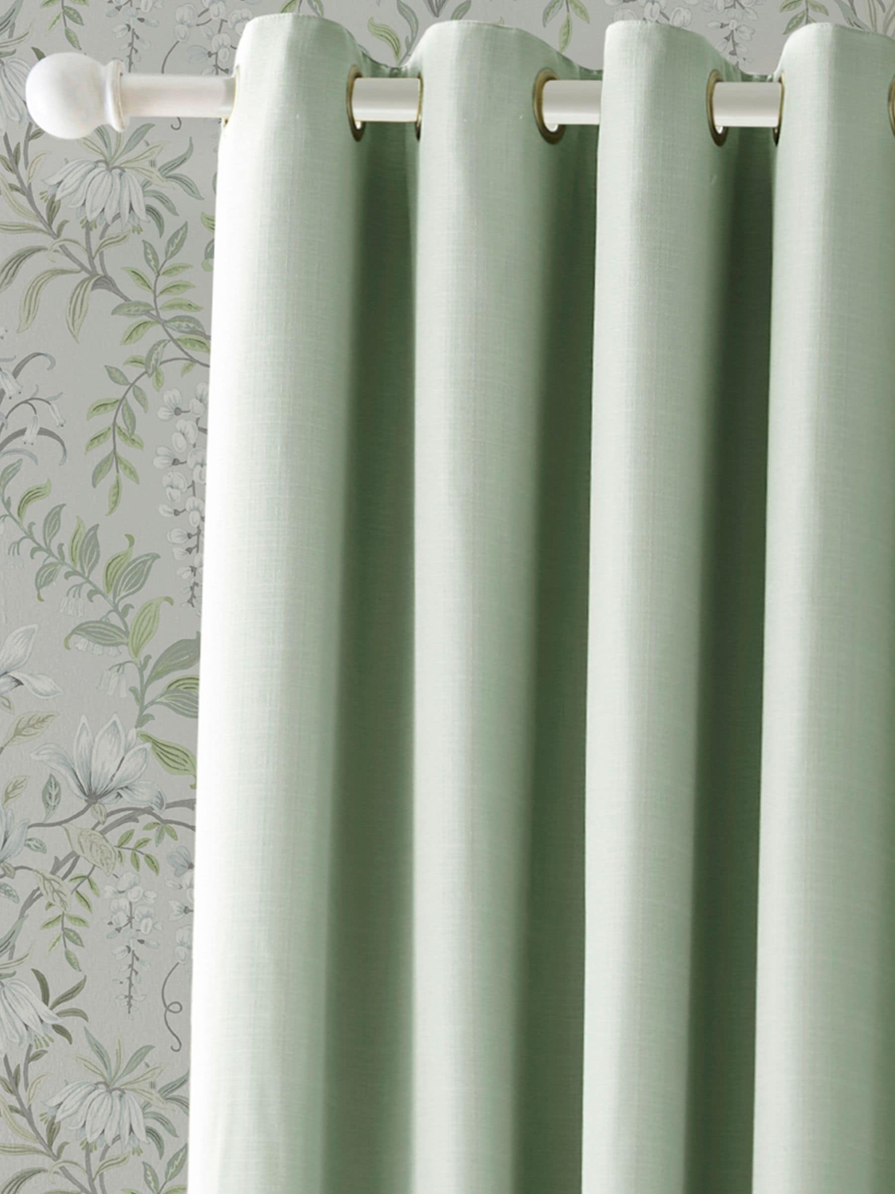 Laura Ashley Green Sage Stephanie Eyelet Blackout Lined Curtains