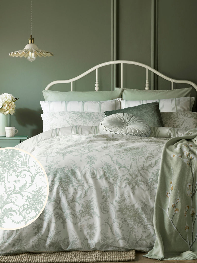 Laura Ashley Tuileries duvet cover set in sage green, UK version