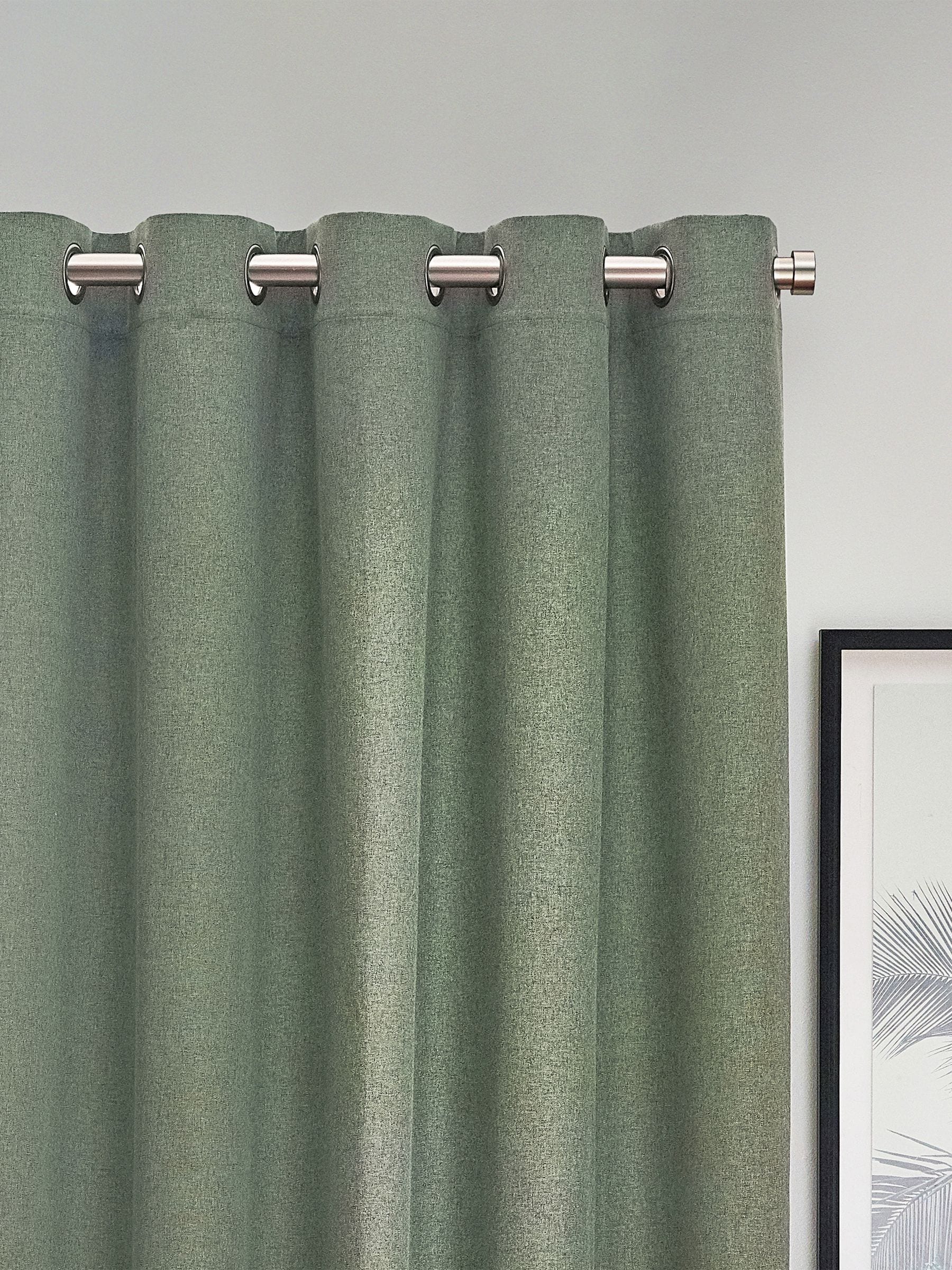 Furn Eucalyptus Green Dawn Textured Blackout Eyelet Curtains