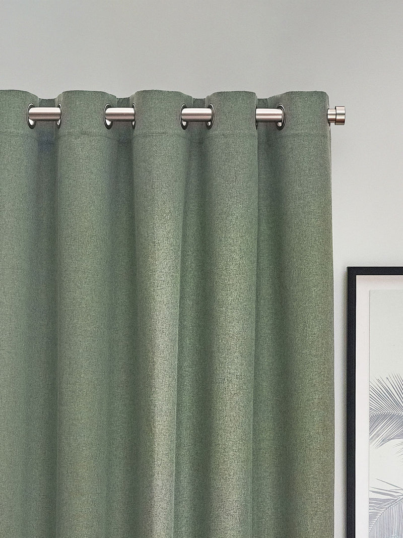 Furn Eucalyptus Green Dawn Textured Blackout Eyelet Curtains