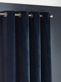 Yard Navy Blue Heavy Chenille Lined Eyelet Curtains