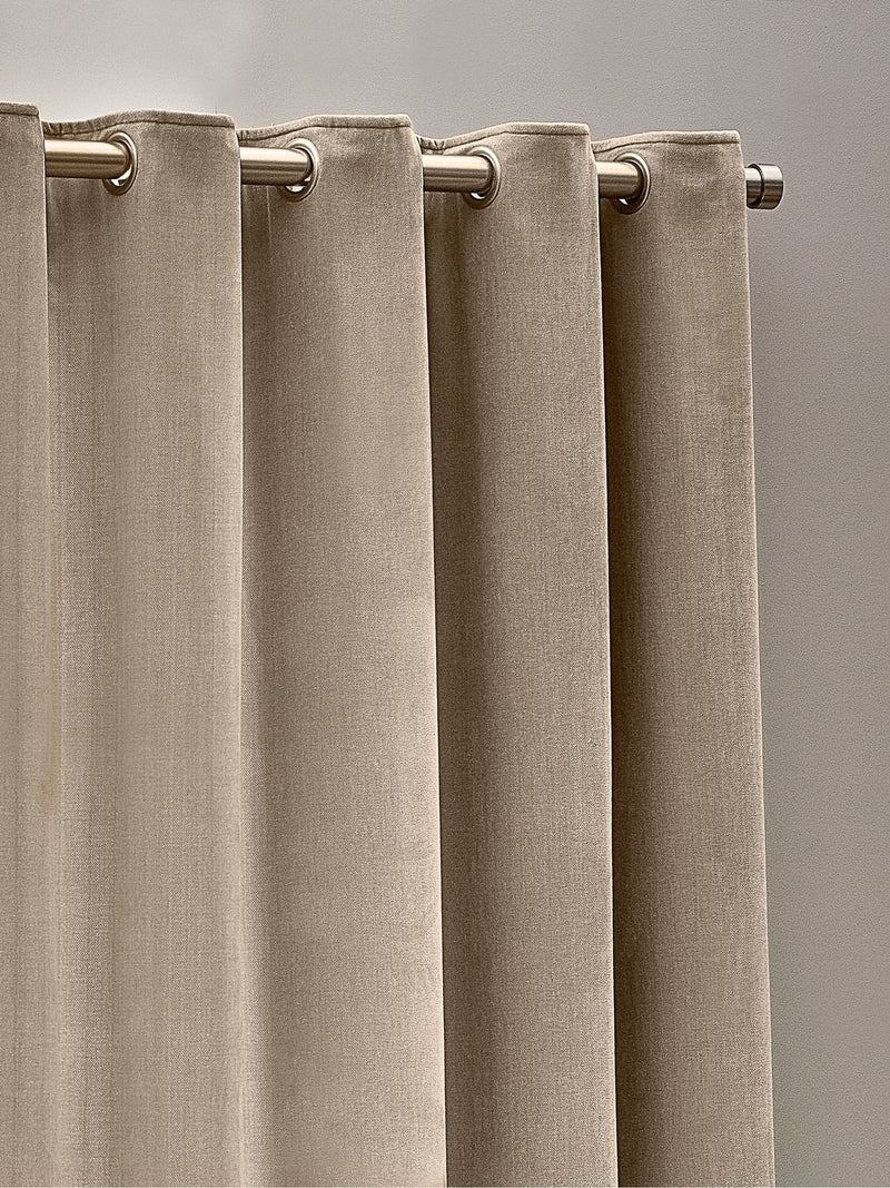 Yard Natural Beige Heavy Chenille Lined Eyelet Curtains