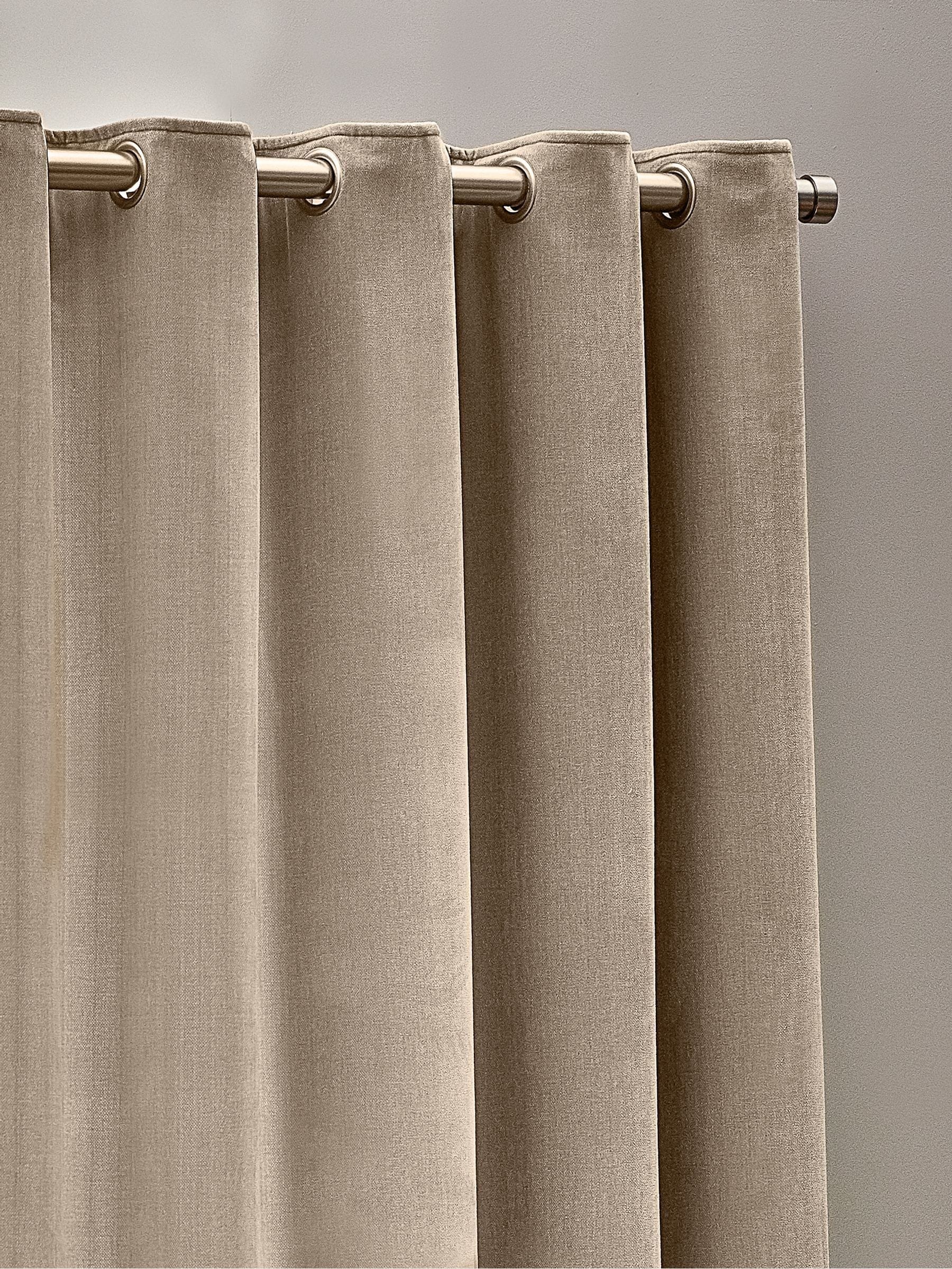 Yard Natural Beige Heavy Chenille Lined Eyelet Curtains
